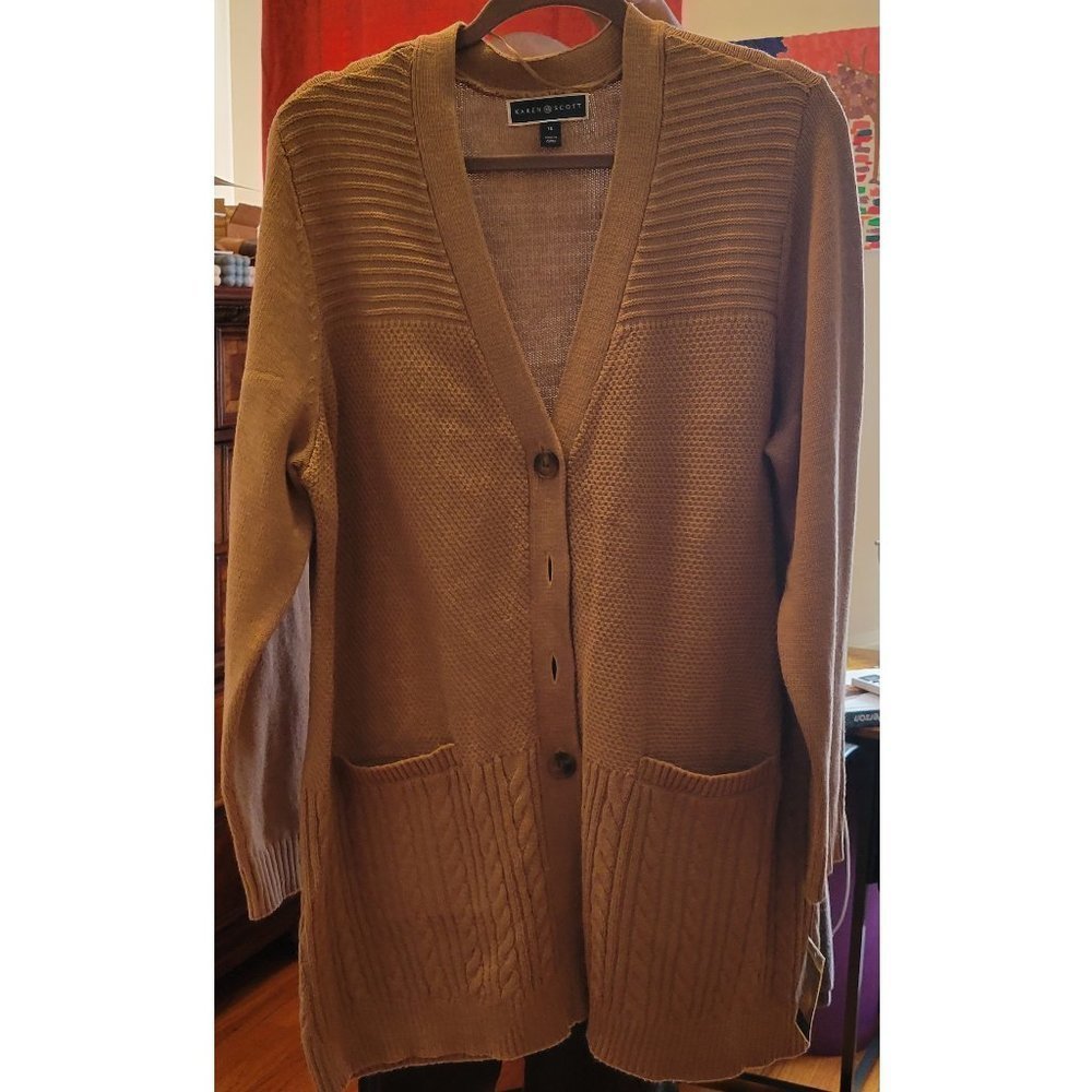 Karen Scott Plus Size Ribbed Knit Cardigan Sweater - Picture 4 of 5
